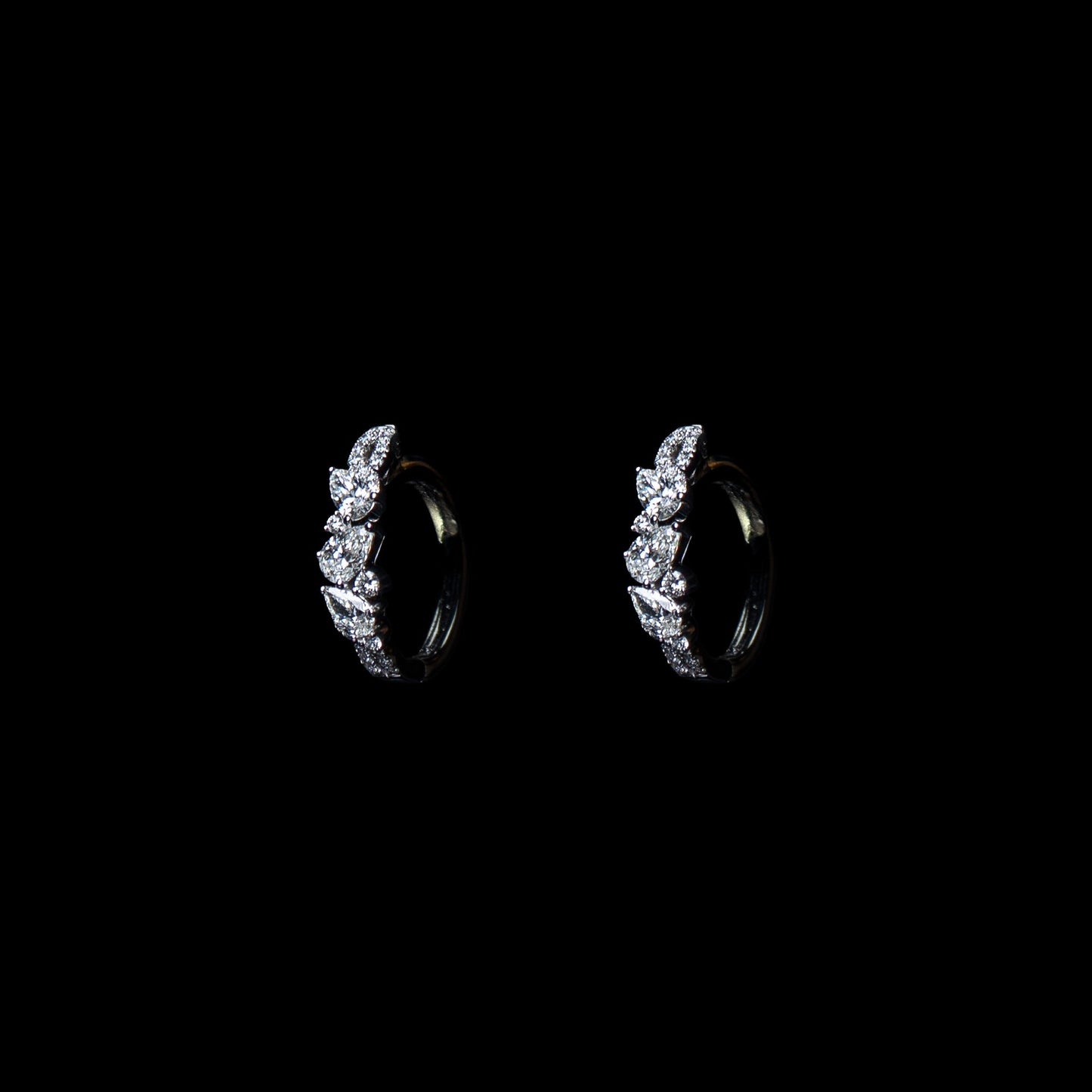 18K White Gold Natural Diamond Pear Cluster Earrings