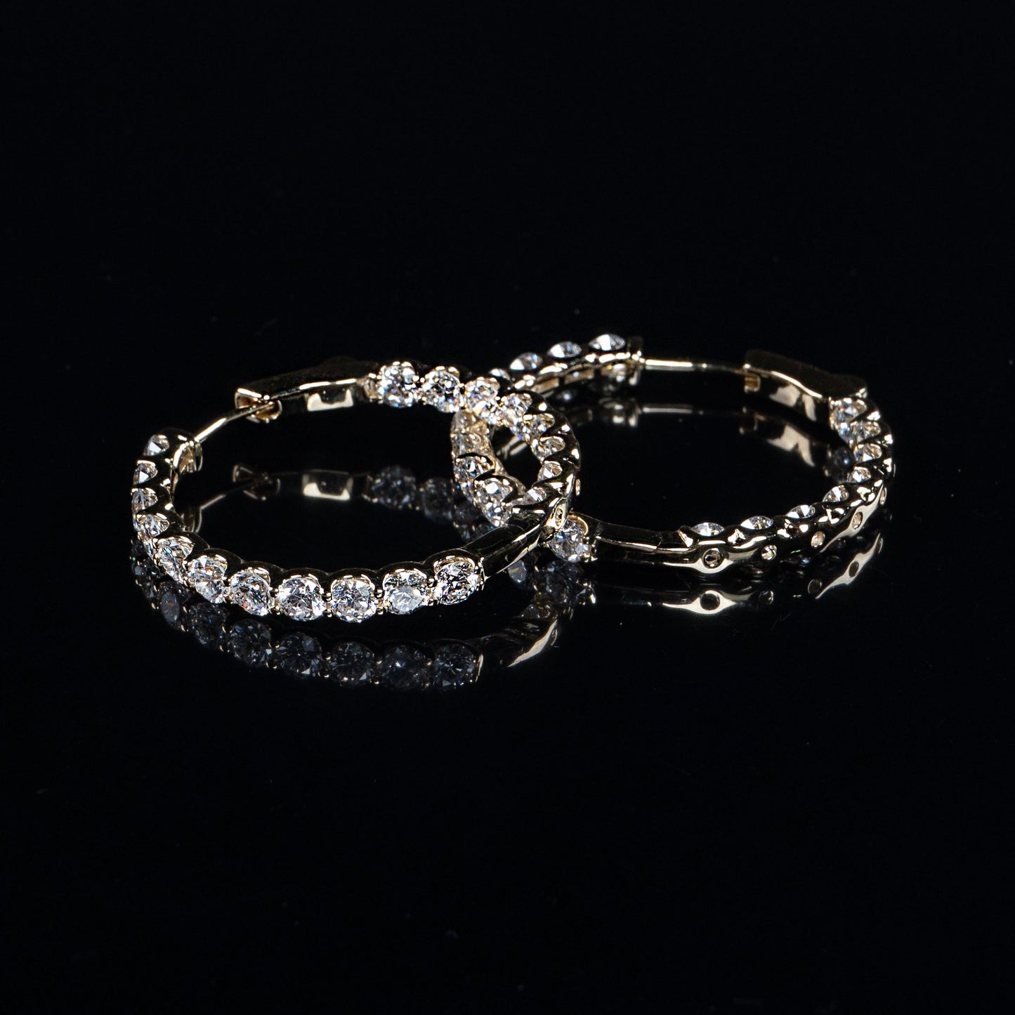 14K Yellow Gold Lab Grown Diamond Hoop Earrings