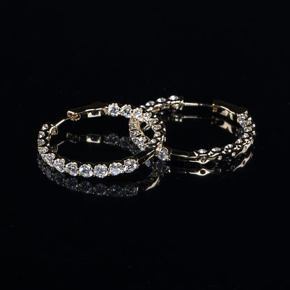 14K Yellow Gold Lab Grown Diamond Hoop Earrings