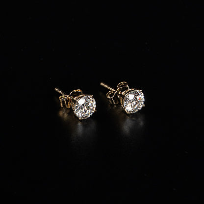 14K White Gold Lab Grown Diamond Round Stud Earrings