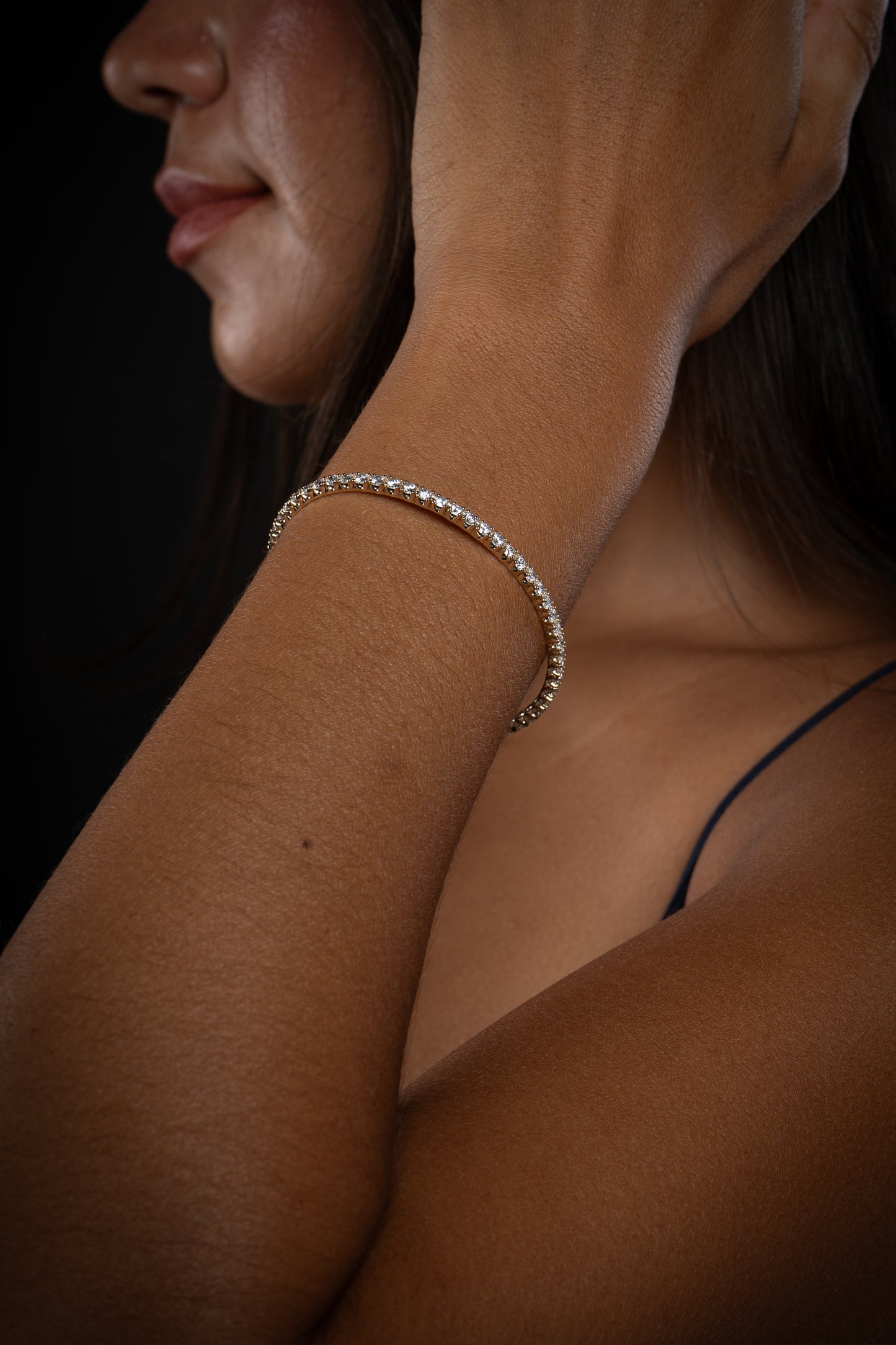 14k Yellow Gold Lab Grown Diamond Bangle Bracelet