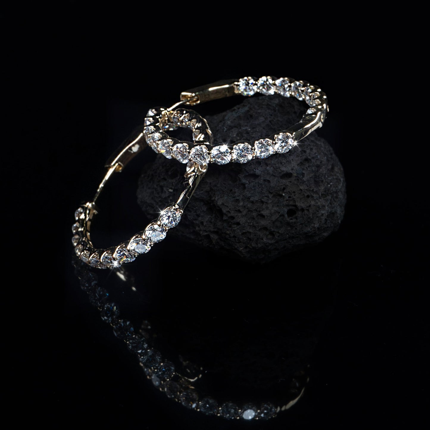 14K Yellow Gold Lab Grown Diamond Hoop Earrings