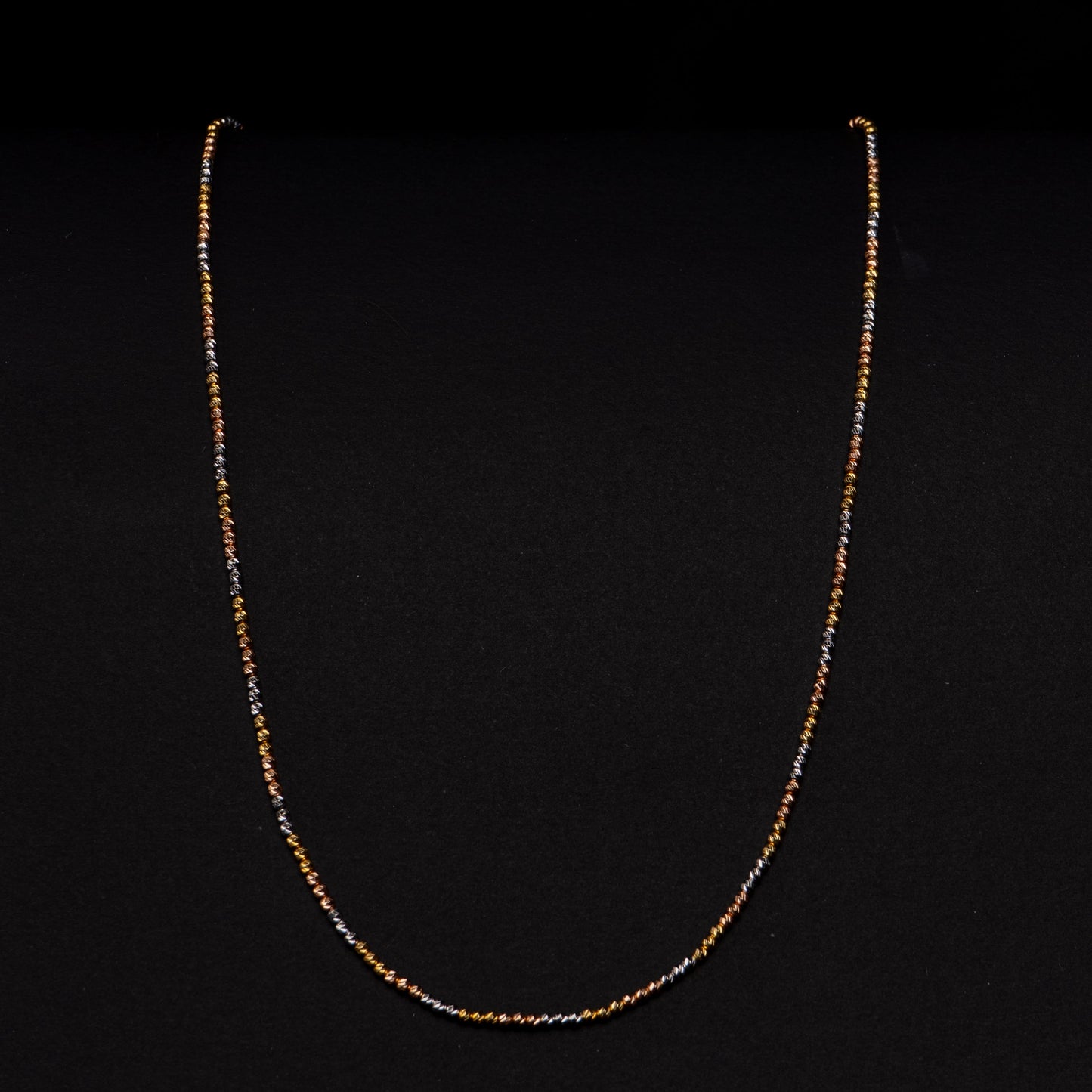 18k Yellow/White/Rose Gold Moon Cut Beaded Ball Necklace