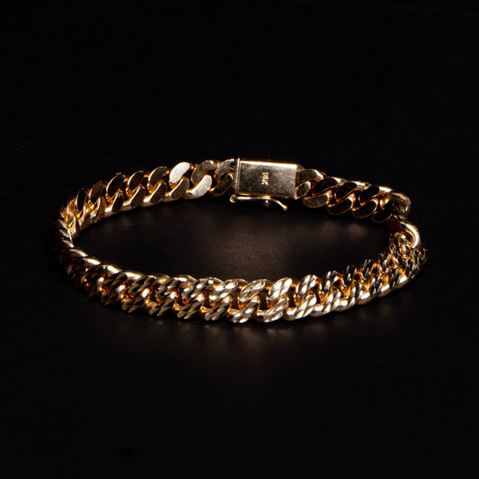 18k Yellow Gold Diamond Cut Cuban Bracelet