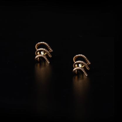 18K Yellow Gold Natural Diamond Claw Earrings