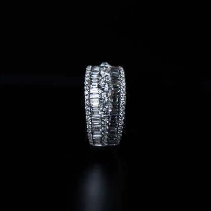 18K White Gold Natural Diamond Baguette Ring