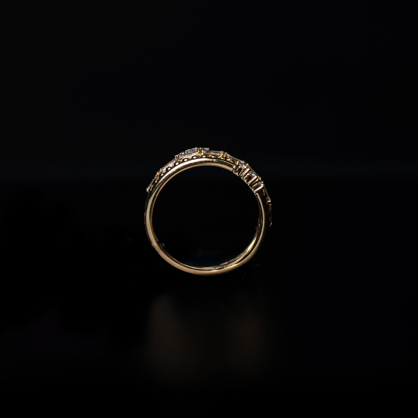 18K Yellow Gold Natural Diamond Stacked Ring